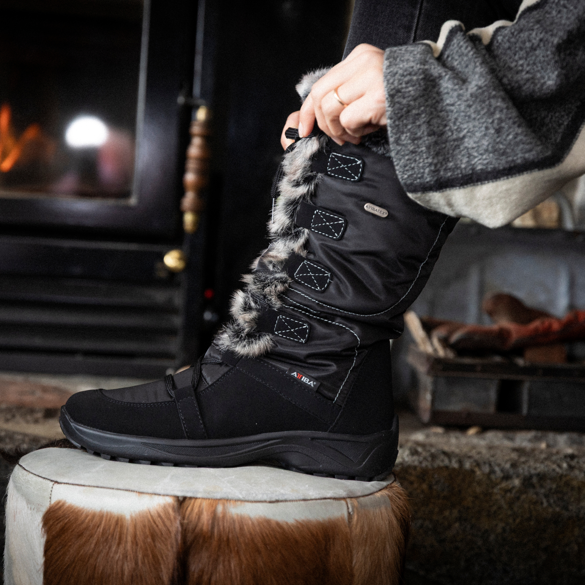 Venice Women’s Premium Italian Après Snow Boot – Grey Fur