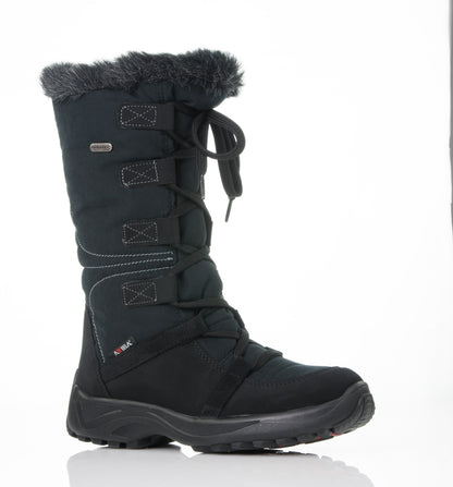 Attiba Venice Women’s Après Snow Boot in Black Fur – side view of Italian winter boot