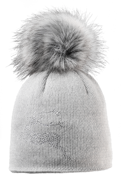 Silver Beanie | 100% Extrafine Merino Wool Beanie with Pompom