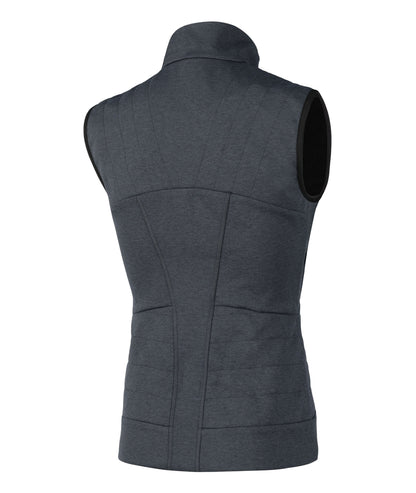 Charcoal grey LENZ Heat Vest 2.0 women's heated vest with quilted panels, back view